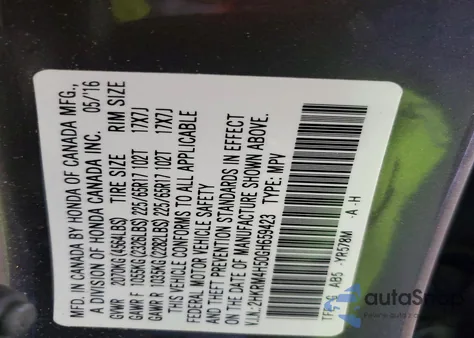 2016 Honda Cr-V Ex from USA, damaged, VIN 2HKRM4H50GH659423